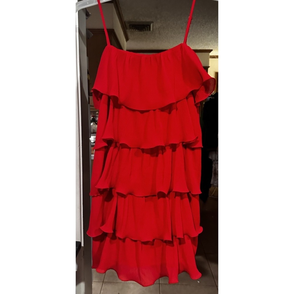 Sincerely Jules Red Mini Crinkle Dress Women's Size S Spaghetti Strap Boho